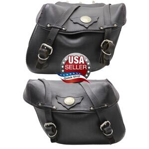 Vintage ACE Removable Black Leather Motorcycle Saddle Bags • Cruisers & Classics